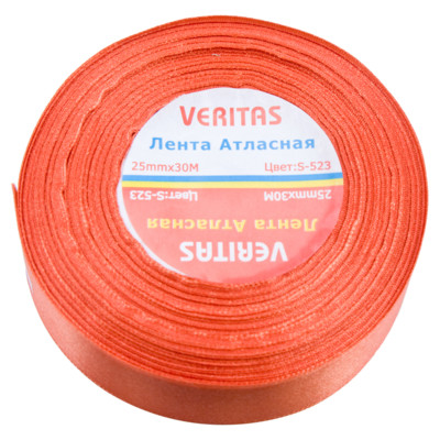 Лента атласная Veritas шир 25мм цв S-523 оранжевый (уп 30м) (2)