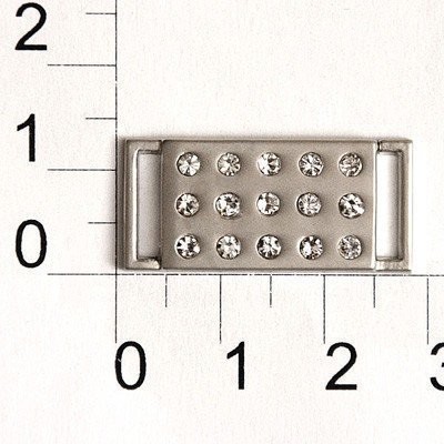 Пряжка металл 10х25мм цв матовый никель со стразами (уп 10шт) Декор 8167К0